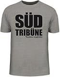  Shirtstreet24, SÜDTRIBÜNE, Ultras Dortmund Fußball Herren T-Shirt Fun Shirt Funshirt, Größe: L,Graumeliert