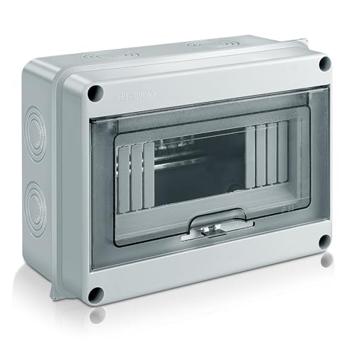 Zeawavsl Verteilerkasten Aufputz, IP65 Sicherungskasten Aufputz, 1-Reihig für 8 MODULE Kleinverteiler mit Messingklemmen, Aufputzverteiler für Garten oder Außenbereichen, Villen (8 MODULE)