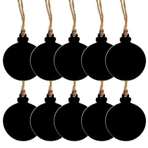 Supvox Mini Two-Sided Chalkboard Round With Hemp Rope Message Board Hanging Pendant Decor 10Pcs #TOP24