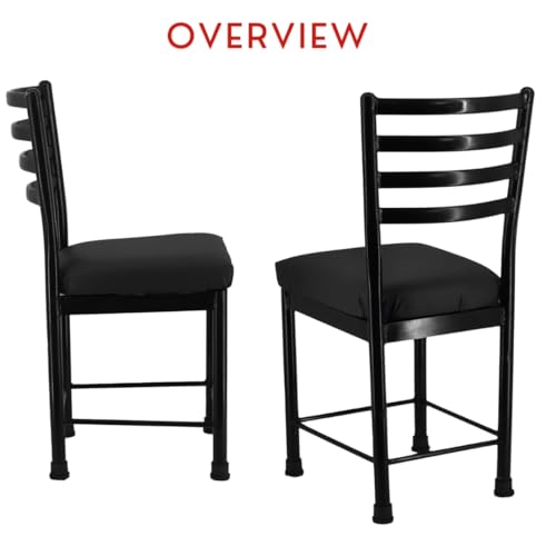 Image of Zidle Asphalt Dining Visitor Extra Support Leatherette seat Cushion Chair for Living Room| Home | Restaurant |Powder Coated Metal Legs (2, Black Leatherette, Black Coated Frame)