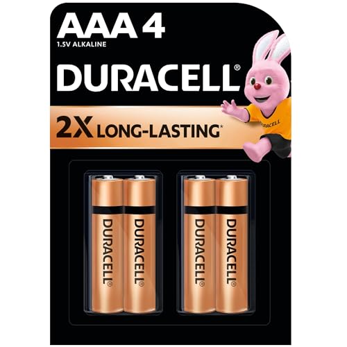 Image of Duracell Alkaline AAA Battery, Pack of 4, Everyday Devices, Clock, Toy, Remote
