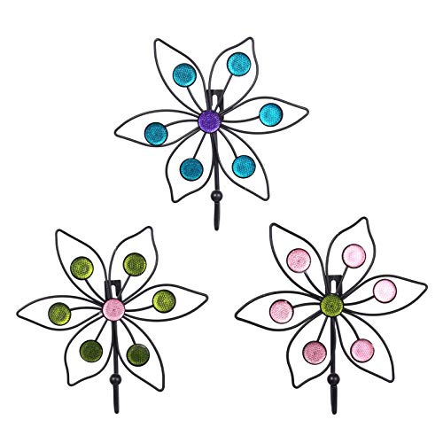 Crochets muraux en fer de jardin : patère fleur et décoration murale métal