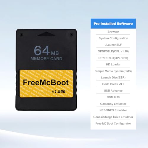 image for BITFUNX PS2 Fat FMCB Free McBoot Card v1.966, Memory Card for PS2 Fat 