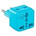 Yubi Power European Plug Adapter 2 in 1 Universal Travel Adapter with 2 Universal Outlets - 2 Pack - Light Blue - Type C for Europe, France, Germany, Russia, Spain & More.