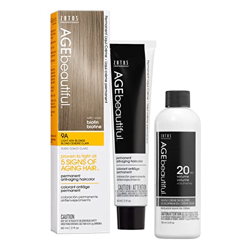 Image of AGE beautiful Permanent Hair Color Cream, 100% Gray Coverage Hair Dye with Biotin Anti-Aging Formula for Fuller, Thicker Hair, Professional Salon Quality