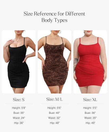 Image of Popilush Dress with Built in Shapewear Spaghetti Strap Mini Dresses Mesh Ruched Bodycon Summer Splash