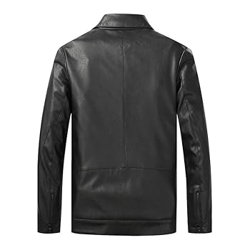 Men's Black Real Leather Jacket with Zipper Closure and