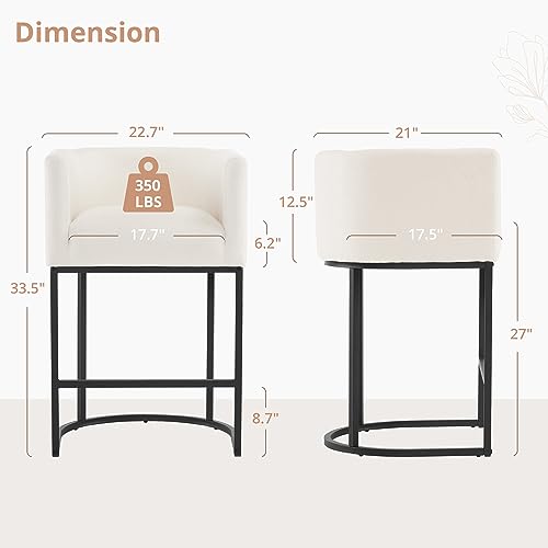 Modern 27 Counter Stools Set of 2 for Kitchen Island, Beige