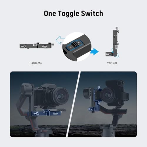 Image of NEEWER RS4 RS3 Vertical Camera Mount Compatible with DJI Ronin RS 4 3 2 Pro Gimbal Stabilizer, 1s Quick Vertical to Horizontal Switch Anti Drop 180 Rotating Base for YouTube TikTok Vlog Video, CA108