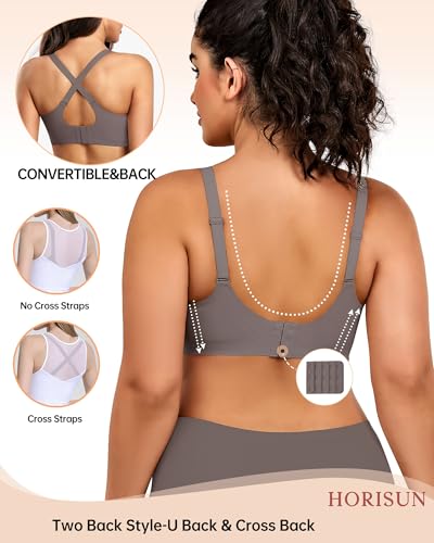 Image of HORISUN Wireless T Shirt Bra Seamless Push Up Bralette Full Coverage V Neck Comfortable Bras for Women