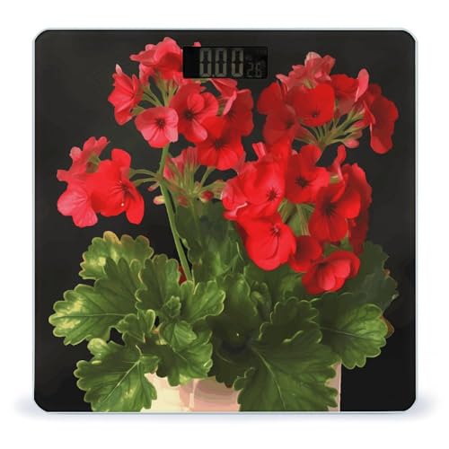 Báscula de baño digital color rojo geranios 400lb LCD miniatura 1