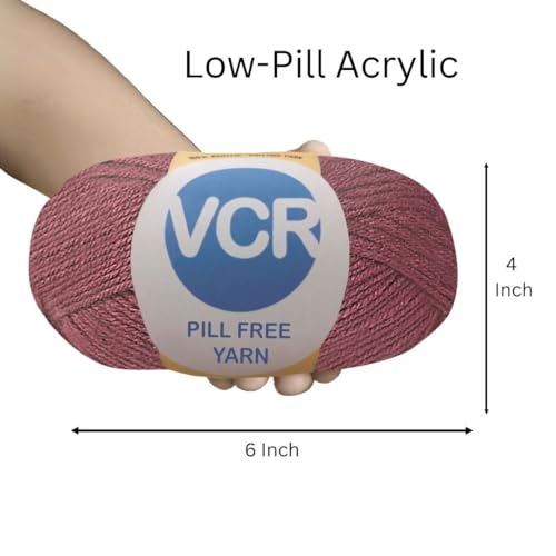 Image of VCR Brown Yarn, Pill-Free Soft Knitting Yarn, 100 Grams Hank, 263 Meters Length, Low-Pill Acrylic Yarn, Soft Crosia Threads, Pack of 1, Suitable for Beanies, Caps and Gloves