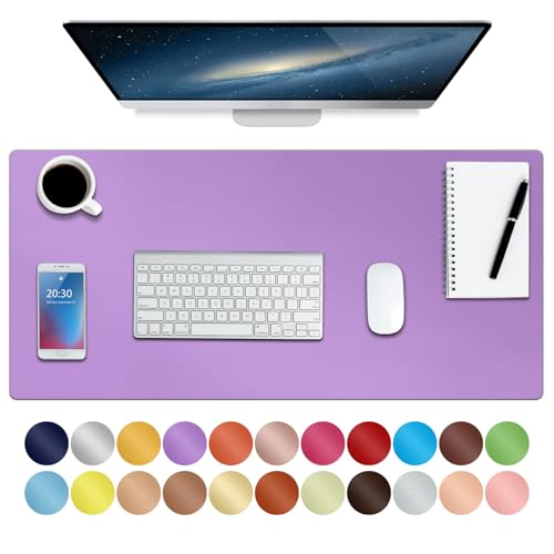Boutilon Leather Desk Pad Protector,Non-Slip Mouse Pad,Laptop Desk Pad,Office Mouse Mat,Waterproof Leather Desk Blotter,Desk Writing Pad for Office and Home (M-Purple,30"x14")