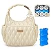 Mancro Breastmilk Cooler Bag with Ice Pack, Wearable Breast Pump Bag With Cooler, Insulated Baby Bottle Bags for Daycare Compatible with Momcozy/Medela/Elvie/Willow