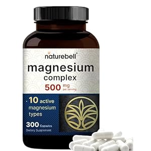 Magnesium Complex 500mg, 300 Capsules | 10-in-1 Magnesium Glycinate, Citrate, Malate & More | Chelated Form for Easy Absorption | Non-GMO