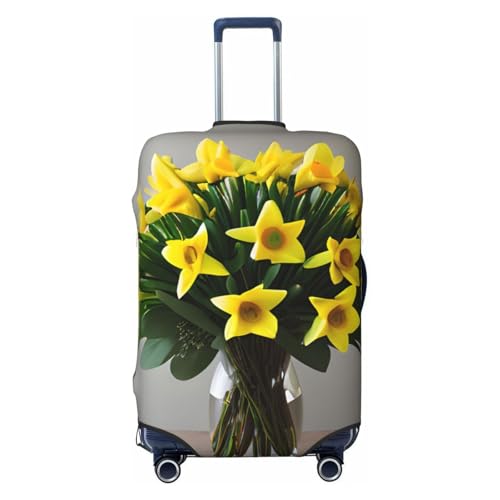 Housse de valise Bouquet de jonquilles évite les rayures sur bagage L noir