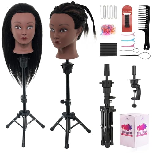 18" 100% Mannequin Head Real Human Hair with Stand for Braiding