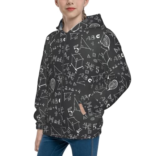 School Hand Drawn Drawings Kids Pullover Hoodies Boys Zip Up Sweatshirts Girls Athletic Clothes with Pocket