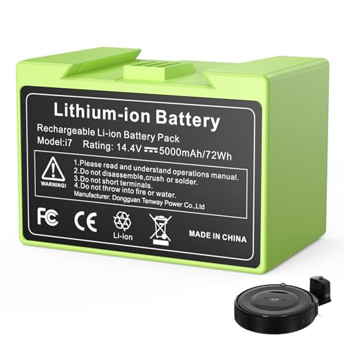 PENGJBATTER Batería de repuesto ABL-D1 de 14,4 V 5000 mAh, para iRobot Roomba i & e Series, compatible con Roomba i7 i7+ 7150 7550 i3 i3+ 3150 3550 i4 i4+ 4150 4552, para e5 e6 e5150 e5150 e5152 e6198
