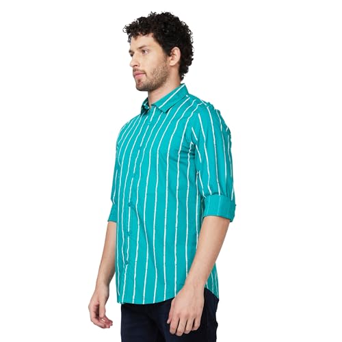 Image of Spykar Men's Regular Fit N /A Full Sleeve Striped Casual Shirts
