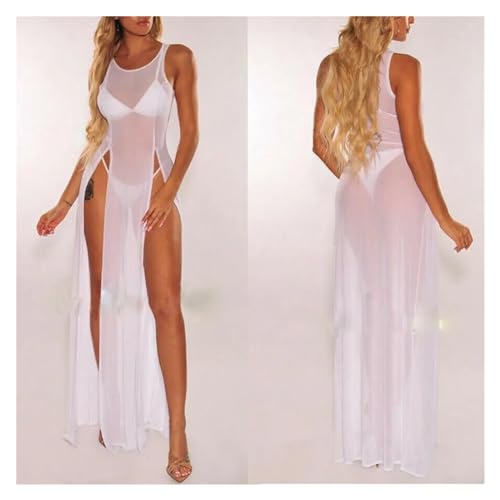 Traje de baño Cubrir Malla Transparente Elegante Pareos Cortos Playa Mujer XL 6