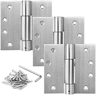 TSSS 3 PCS 4"(100mm) Self Closing Door Hinges, Stainless Steel 201 Heavy Duty Automatic Close Adjustable Tension Spring Hinges with Screw, Thickness 2.9 mm, Max Load 30KG