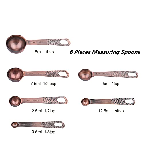 Smithcraft Measuring Cups and Spoons Set 12, Copper Measuring Cups and Spoons for Dry & Liquid, Stainless Steel 5 Measure Cup & 6 Measure Spoons w/Leveler for Kitchen&Baking by Smithcraft - Image 5