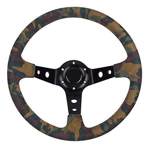 M MODAUTO Volante Deportivo Universal, Desplazado (G013-Piel...