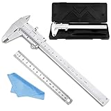 📏 Messschieber-Set: 1 Messschieber + 1 Stahllineal + 1 Wischtuch （4 Farben zufällig）, In einer Schachtel verpacken.