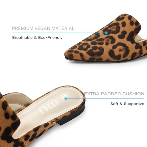 Image of MUSSHOE Women's Pointed Toe Mule Flats: Comfortable Lightweight Slip On Backless Loafers with Memory Foam for Office Work & Dressy Casual Wear