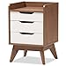 Bowery Hill Contemporary 3 Drawer Nightstand in White and Walnut