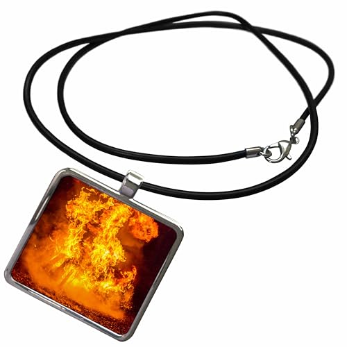 3dRose Fish Boil Flames Necklace with Rectangle Pendant