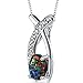 Created Black Opal Pendant Necklace Sterling Silver Oval Shape 0.75 Carats