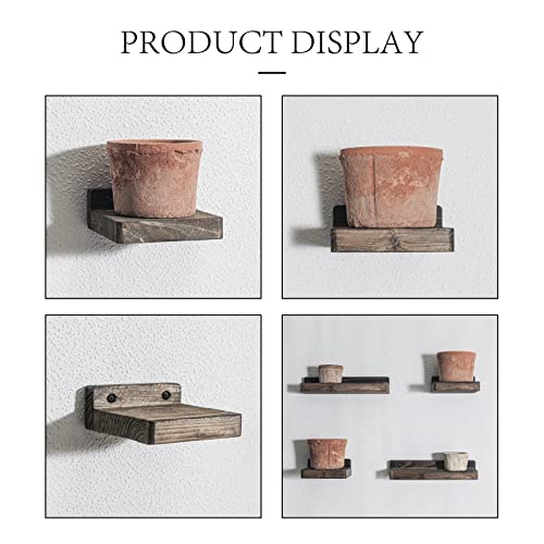 Freezing Point Small Floating Shelves For Wall Set Of 2 Natural Wood 4Inch Mini Wall Shelf Decor Plant Display Collectibles Mounted Kitchen Bathroom Bedroom Corner Decorative Storage Tiny Stand Brown #TOP7
