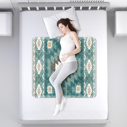 Image of MILDPLUS Printed Washable Bed Pads 34"X36" Reusable Underpads Waterproof Mattress Protector Incontinence Bed Pads Pee Pads for Adults, Kids or Pets (Green)