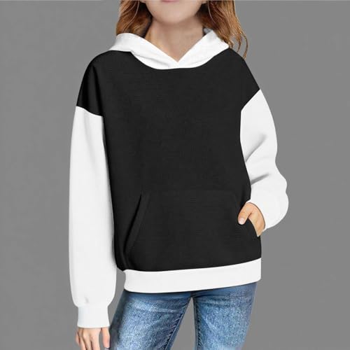 DDAPJ pyju Hoodies for Girls 2025 Fall Fashion Colorblock Waffle Sweatshirts Casual Long Sleeve Hooded Pullover with Pocket2