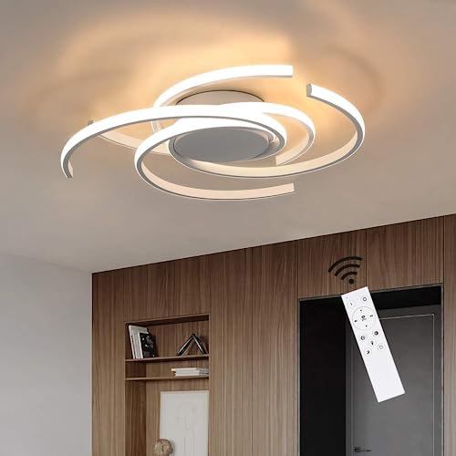 Preisvergleich Produktbild CBJKTX Deckenleuchte LED Deckenlampe Moderne Wohnzimmerlampe Weiß dimmbar mit Fernbedienung aus Eisen und Aluminium 77W Ring Design für Esszimmer Schlafzimmer Wohnzimmer Büro Flur