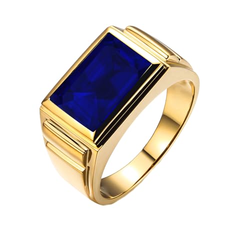 10K 14K 18K Solid Gold Sapphire Ring for Men Real Gold Customized 2-6 Carat Men's Blue Sapphire Gemstone Engagement Ring Wedding Band Ring Jewelry Gift for Dad Husband Fathers Day Anniversary