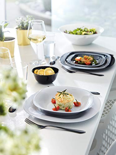 Luminarc Neo Carine Vajilla de Vidrio Opal para 6 Personas, 18 Piezas, Extra Resistente, Gris, Nuevo Modelo