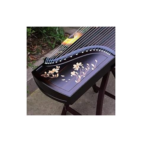 LANDTOM Professional Concert Level Ebony Wood Guzheng(163cm) with Hand-Carved Craftwork For Adults/Children/Senior/Intermediate/Beginner (Ebony-yulan) Cover