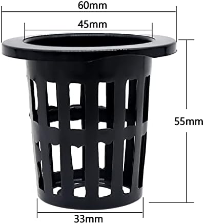 Bakiauli 12 Pcs Net Cup Quality Planting Mesh Pots/Baskets, Black Plastic Hydroponic Planting Mesh Net for for Garden Hydroponic Planting Pond Plants Planting