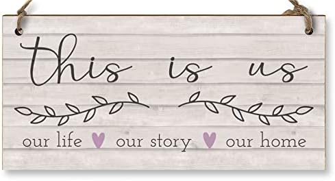 The Plum Penguin Handmade Wooden Hanging Wall Plaque This Is Us Our Life Our Story Our Home Sentimental Decorative Sign Family