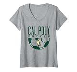 Womens Cal Poly Mustangs Soccer Arch V-Neck T-Shirt