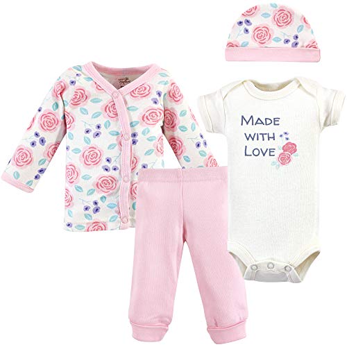 Touched by Nature Unisex Baby Organic Cotton Preemie Layette Set, Pink Rose