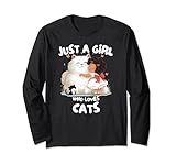 just a girl who loves cats cutei kittie love maglia a manica