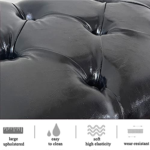 Banco otomano con almacenaje tapizado en Cuero, baúl de Madera Vintage, baúl Rectangular para Zapatos, Color Negro, 100 cm - imagen 6