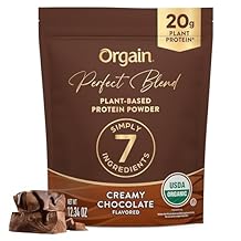 Orgain Organic Vegan Perfect Blend Protein Powder, 20g Clean Plant Protein, 7 Ingredients,lt;1g Sugar, Gluten Free, Non-GMO; No Artificial Flavors, Stevia Extract, Dairy or Soy Ingredients- Chocolate