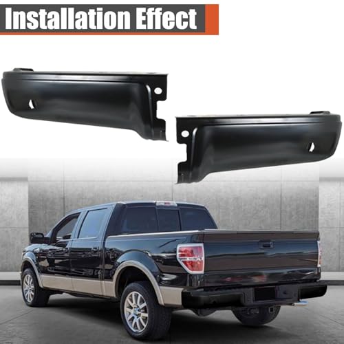 labwork 1 Pair Primered Black Rear Steel Bumper Ends Replacement for F150 2009-2014 with Park Assist Sensor Holes FO1102373