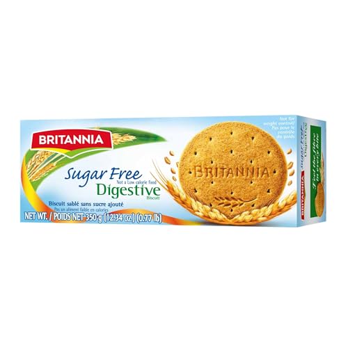 Britannia Sugar Free Digestive Biscuits – Healthy High Fiber Cookies – 350g / 12.34 oz Pack