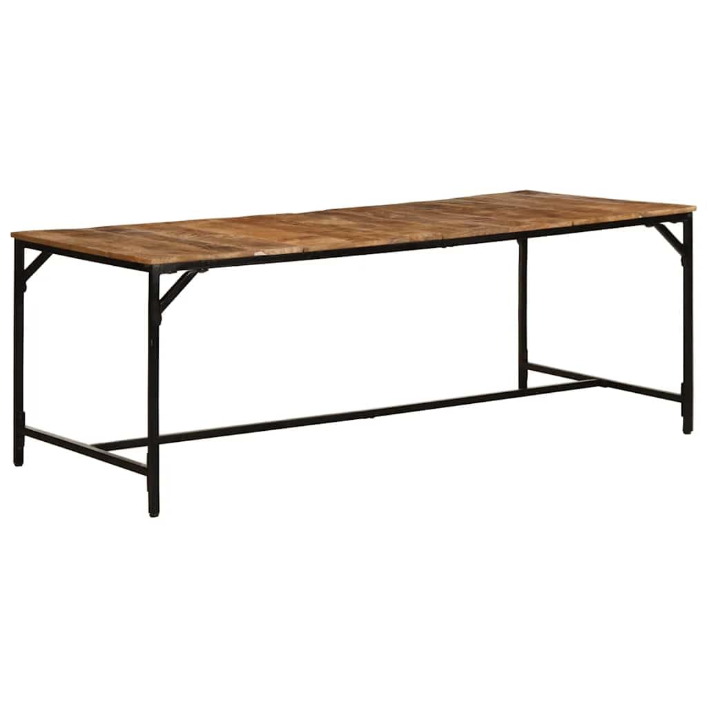 Table en bois de manguier massif brut et piétement en fer style loft haut de gamme